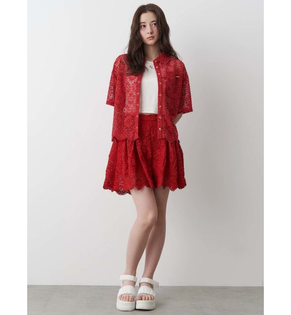 CALNAMUR「FLOWER LACE HALF SLEEVE SHIRTS/フラワーレースハーフスリーブシャツ」|シャツ・ブラウス|