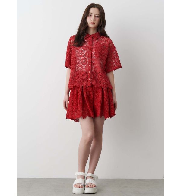 CALNAMUR「FLOWER LACE HALF SLEEVE SHIRTS/フラワーレースハーフスリーブシャツ」|シャツ・ブラウス|