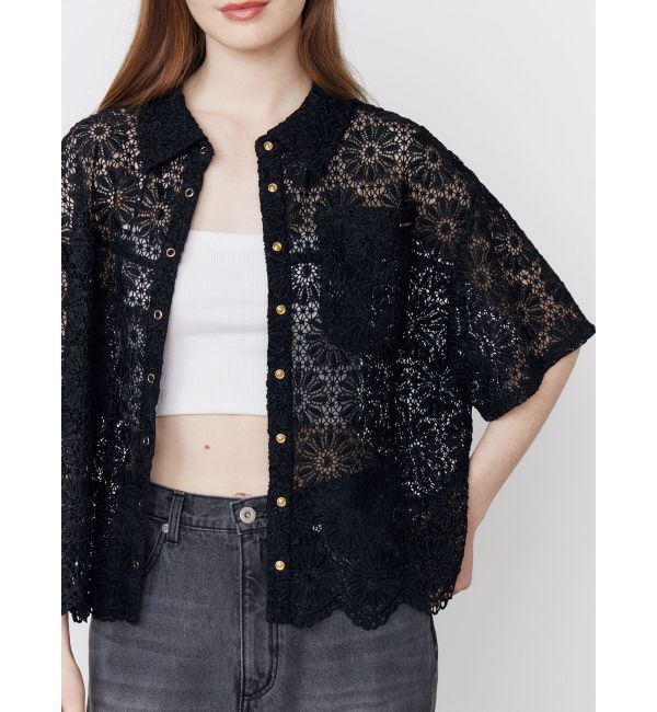 CALNAMUR「FLOWER LACE HALF SLEEVE SHIRTS/フラワーレースハーフスリーブシャツ」|シャツ・ブラウス|