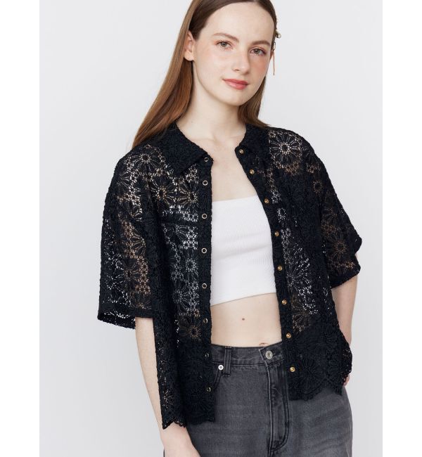 CALNAMUR「FLOWER LACE HALF SLEEVE SHIRTS/フラワーレースハーフスリーブシャツ」|シャツ・ブラウス|