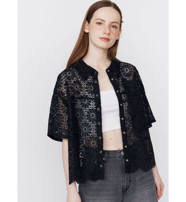 CALNAMUR「FLOWER LACE HALF SLEEVE SHIRTS/フラワーレースハーフスリーブシャツ」|シャツ・ブラウス|