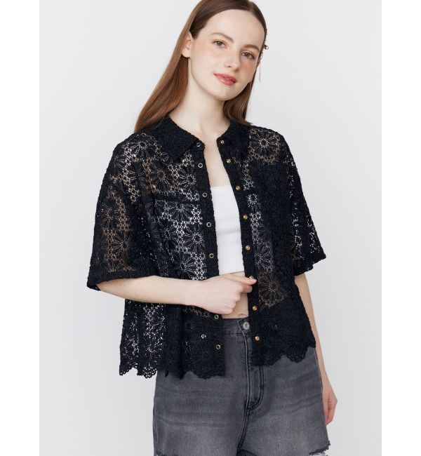 CALNAMUR「FLOWER LACE HALF SLEEVE SHIRTS/フラワーレースハーフスリーブシャツ」|シャツ・ブラウス|