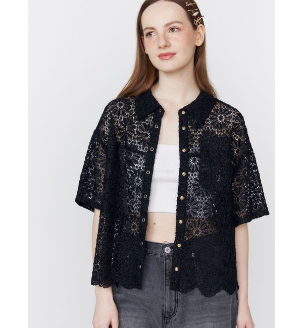 CALNAMUR「FLOWER LACE HALF SLEEVE SHIRTS/フラワーレースハーフスリーブシャツ」|シャツ・ブラウス|
