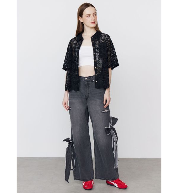 CALNAMUR「FLOWER LACE HALF SLEEVE SHIRTS/フラワーレースハーフスリーブシャツ」|シャツ・ブラウス|