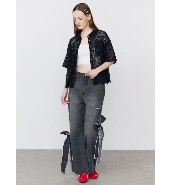 CALNAMUR「FLOWER LACE HALF SLEEVE SHIRTS/フラワーレースハーフスリーブシャツ」|シャツ・ブラウス|