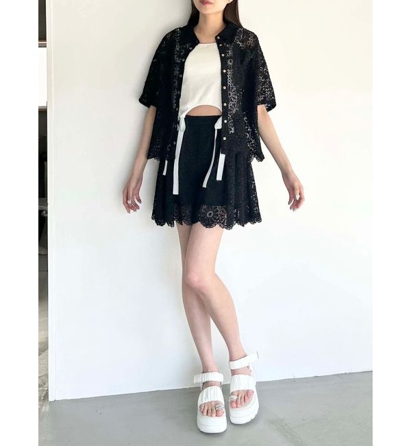 CALNAMUR「FLOWER LACE HALF SLEEVE SHIRTS/フラワーレースハーフスリーブシャツ」|シャツ・ブラウス|