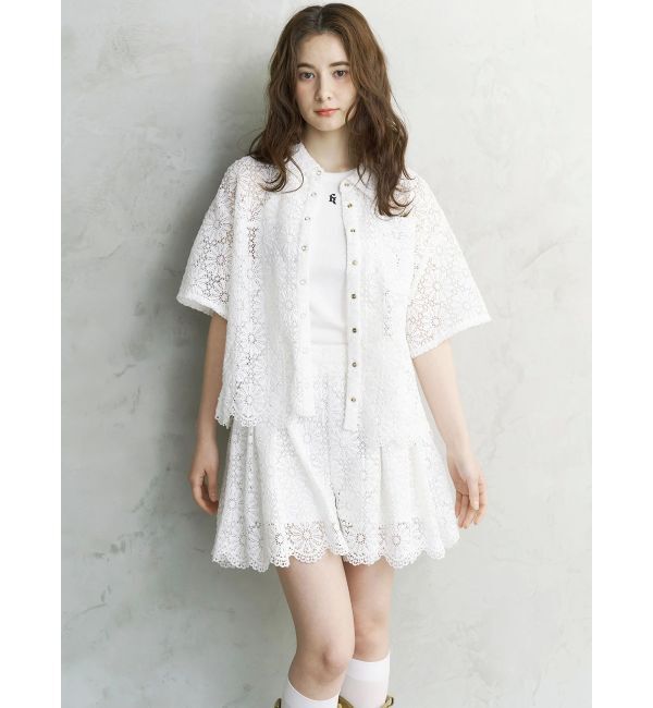 CALNAMUR「FLOWER LACE HALF SLEEVE SHIRTS/フラワーレースハーフスリーブシャツ」|シャツ・ブラウス|