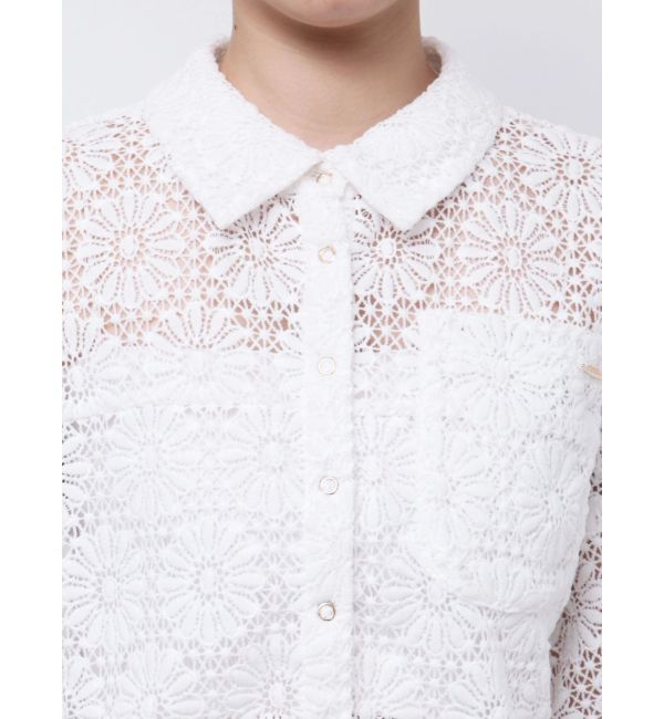 CALNAMUR「FLOWER LACE HALF SLEEVE SHIRTS/フラワーレースハーフスリーブシャツ」|シャツ・ブラウス|