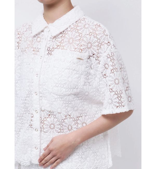 CALNAMUR「FLOWER LACE HALF SLEEVE SHIRTS/フラワーレースハーフスリーブシャツ」|シャツ・ブラウス|