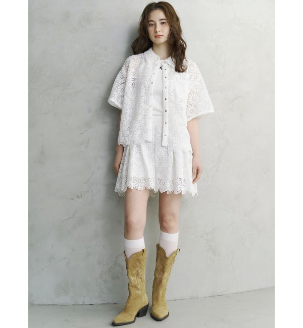 CALNAMUR「FLOWER LACE HALF SLEEVE SHIRTS/フラワーレースハーフスリーブシャツ」|シャツ・ブラウス|