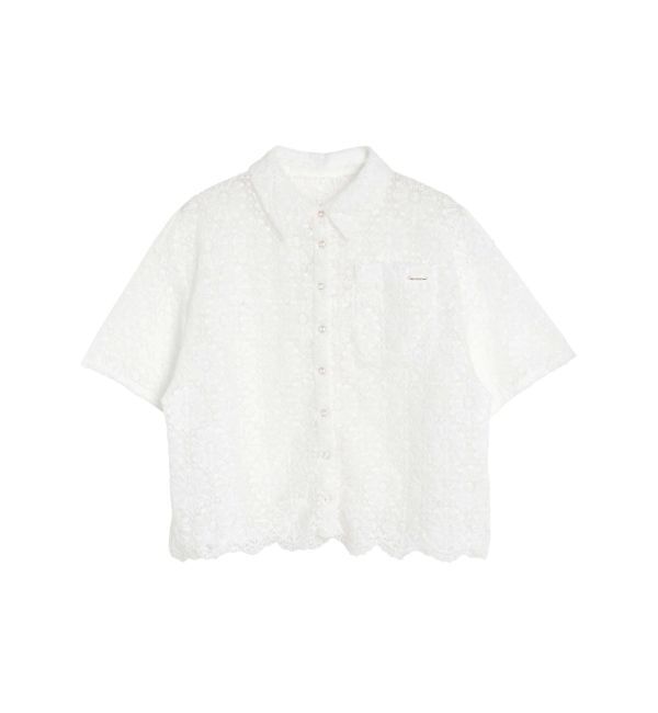 CALNAMUR「FLOWER LACE HALF SLEEVE SHIRTS/フラワーレースハーフスリーブシャツ」|シャツ・ブラウス|