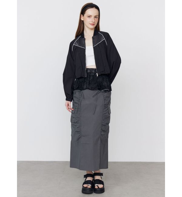 CALNAMUR「2WAY LACE OVER NYLON GATHER SK/２WAYレースオーバーナイロンギャザースカート」|スカート|