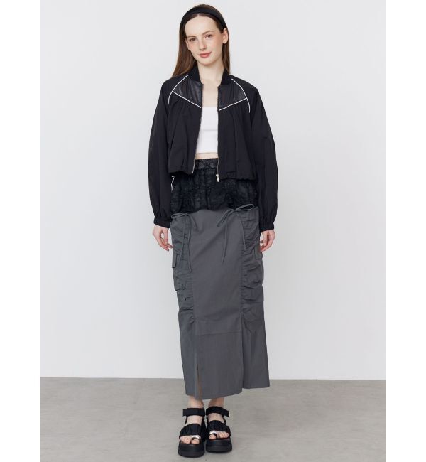 CALNAMUR「2WAY LACE OVER NYLON GATHER SK/２WAYレースオーバーナイロンギャザースカート」|スカート|