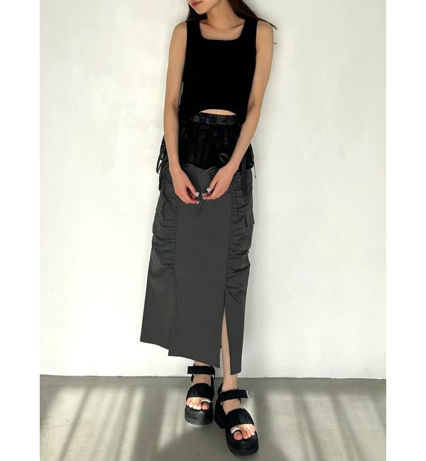 CALNAMUR「2WAY LACE OVER NYLON GATHER SK/２WAYレースオーバーナイロンギャザースカート」|スカート|