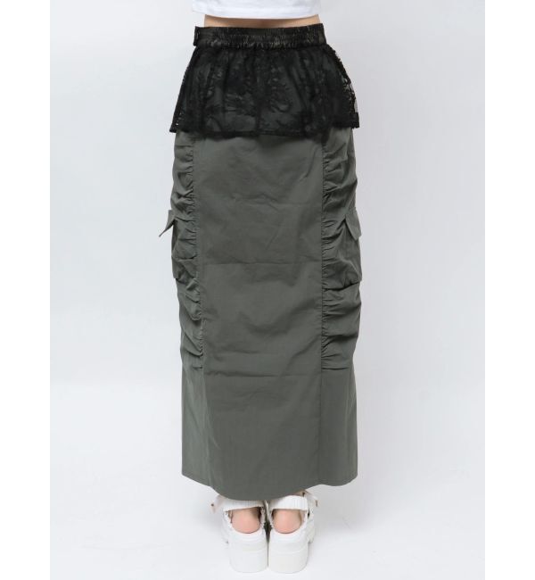 CALNAMUR「2WAY LACE OVER NYLON GATHER SK/２WAYレースオーバーナイロンギャザースカート」|スカート|