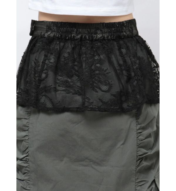CALNAMUR「2WAY LACE OVER NYLON GATHER SK/２WAYレースオーバーナイロンギャザースカート」|スカート|
