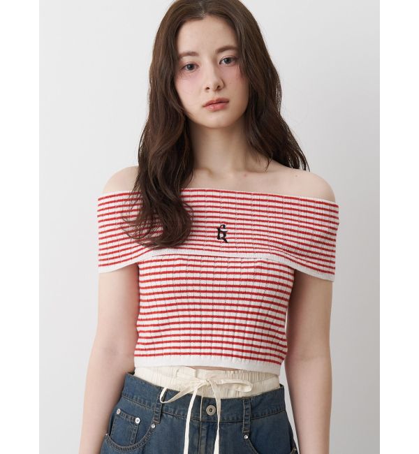CALNAMUR「BOEDER OFFSHOULDER KNIT PO/ボーダーオフショルダーニットプルオーバー」|ニット・セーター|