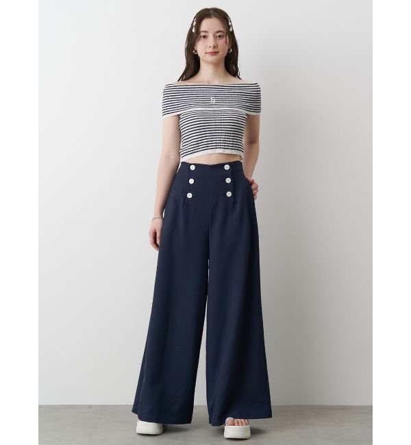 CALNAMUR「BOEDER OFFSHOULDER KNIT PO/ボーダーオフショルダーニットプルオーバー」|ニット・セーター|