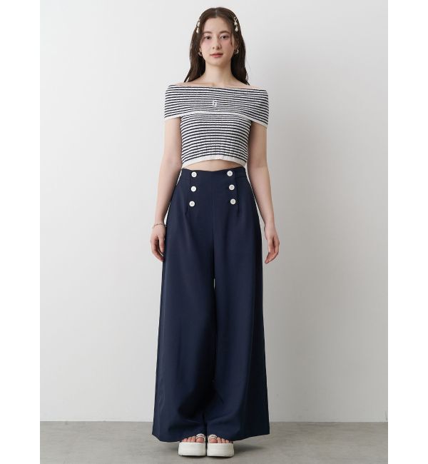 CALNAMUR「BOEDER OFFSHOULDER KNIT PO/ボーダーオフショルダーニットプルオーバー」|ニット・セーター|