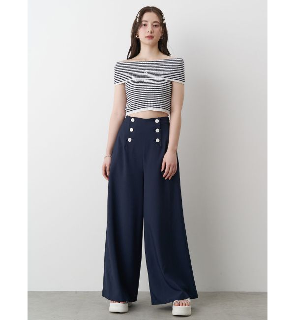 CALNAMUR「BOEDER OFFSHOULDER KNIT PO/ボーダーオフショルダーニットプルオーバー」|ニット・セーター|