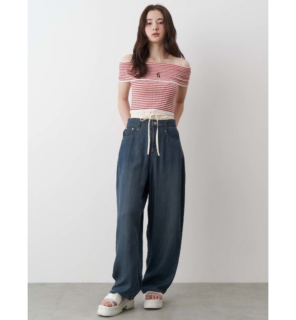 CALNAMUR「BOEDER OFFSHOULDER KNIT PO/ボーダーオフショルダーニットプルオーバー」|ニット・セーター|