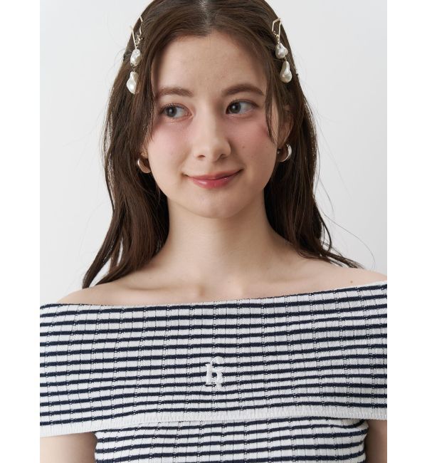 CALNAMUR「BOEDER OFFSHOULDER KNIT PO/ボーダーオフショルダーニットプルオーバー」|ニット・セーター|