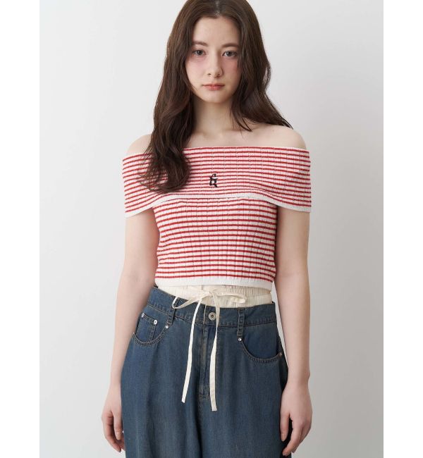 CALNAMUR「BOEDER OFFSHOULDER KNIT PO/ボーダーオフショルダーニットプルオーバー」|ニット・セーター|