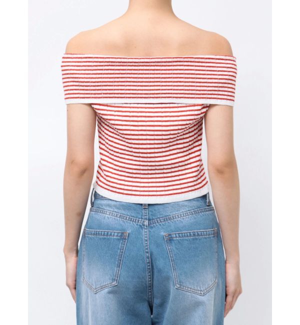 CALNAMUR「BOEDER OFFSHOULDER KNIT PO/ボーダーオフショルダーニットプルオーバー」|ニット・セーター|