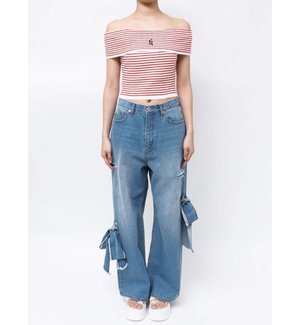 CALNAMUR「BOEDER OFFSHOULDER KNIT PO/ボーダーオフショルダーニットプルオーバー」|ニット・セーター|