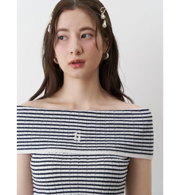 CALNAMUR「BOEDER OFFSHOULDER KNIT PO/ボーダーオフショルダーニットプルオーバー」|ニット・セーター|