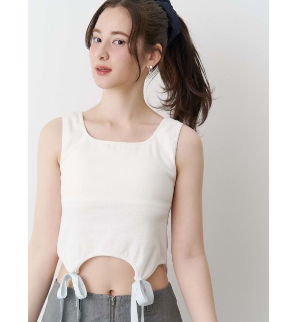 CALNAMUR「CUP IN RIBBON TANK TOP/カップインリボンタンクトップ」|Tシャツ・カットソー|
