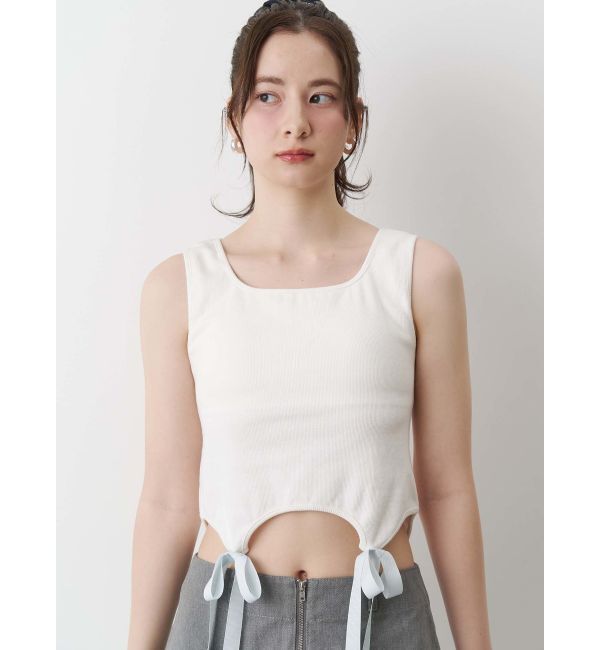 CALNAMUR「CUP IN RIBBON TANK TOP/カップインリボンタンクトップ」|Tシャツ・カットソー|