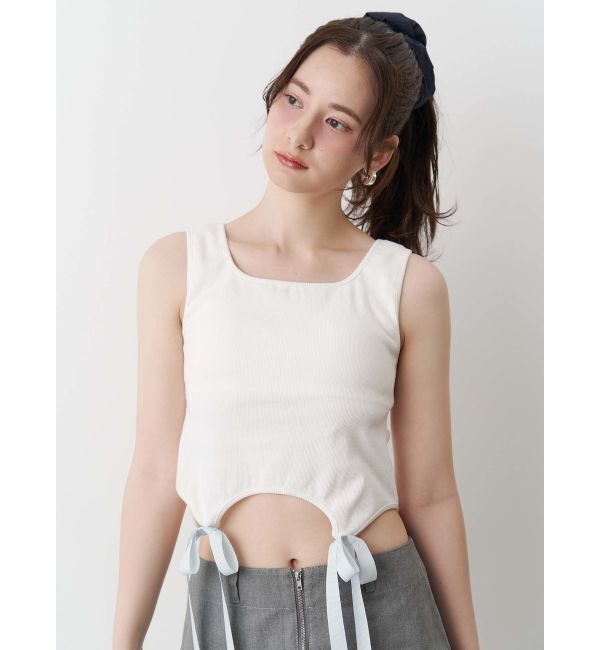 CALNAMUR「CUP IN RIBBON TANK TOP/カップインリボンタンクトップ」|Tシャツ・カットソー|