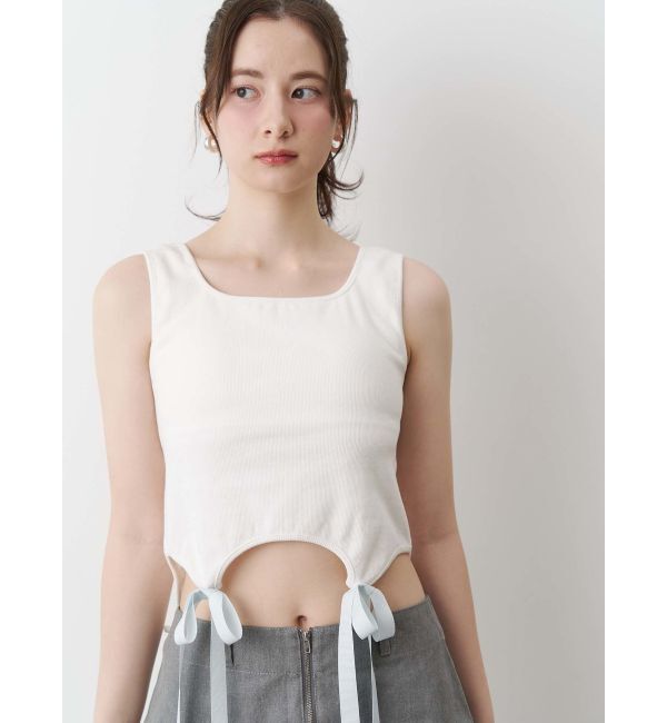 CALNAMUR「CUP IN RIBBON TANK TOP/カップインリボンタンクトップ」|Tシャツ・カットソー|