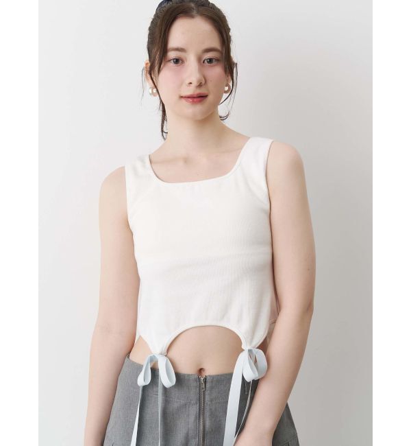 CALNAMUR「CUP IN RIBBON TANK TOP/カップインリボンタンクトップ」|Tシャツ・カットソー|