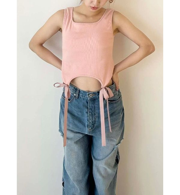 CALNAMUR「CUP IN RIBBON TANK TOP/カップインリボンタンクトップ」|Tシャツ・カットソー|