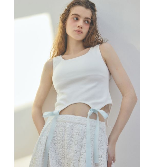 CALNAMUR「CUP IN RIBBON TANK TOP/カップインリボンタンクトップ」|Tシャツ・カットソー|