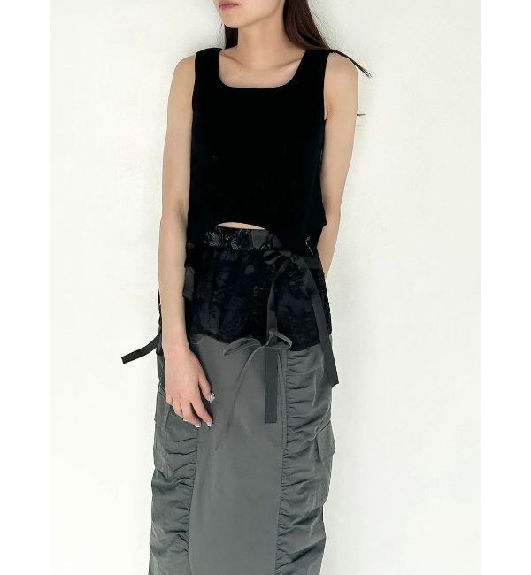 CALNAMUR「CUP IN RIBBON TANK TOP/カップインリボンタンクトップ」|Tシャツ・カットソー|