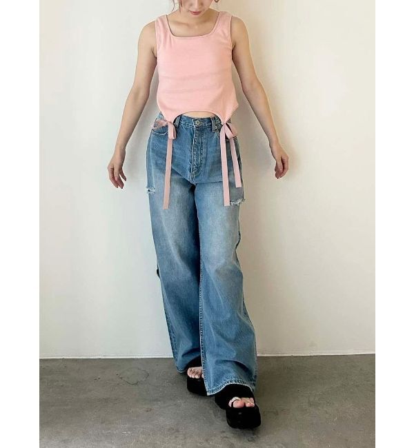 CALNAMUR「CUP IN RIBBON TANK TOP/カップインリボンタンクトップ」|Tシャツ・カットソー|