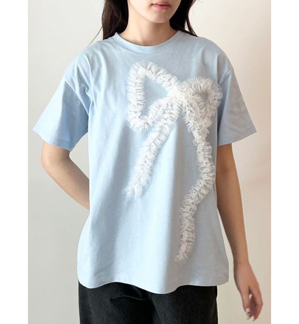 CALNAMUR「3D RIBBON BIG TEE/3DリボンビッグTシャツ」|Tシャツ・カットソー|アイスブルー