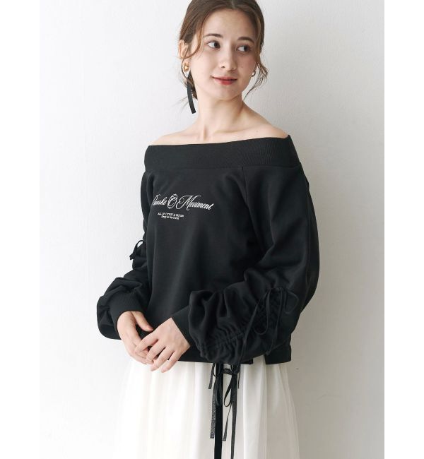 CALNAMUR「2WAY オフショルリボンスウェットプルオーバー」|Tシャツ・カットソー|