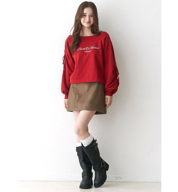 CALNAMUR「2WAY オフショルリボンスウェットプルオーバー」|Tシャツ・カットソー|