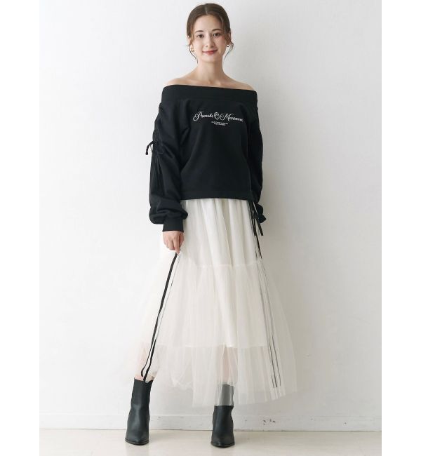 CALNAMUR「2WAY オフショルリボンスウェットプルオーバー」|Tシャツ・カットソー|