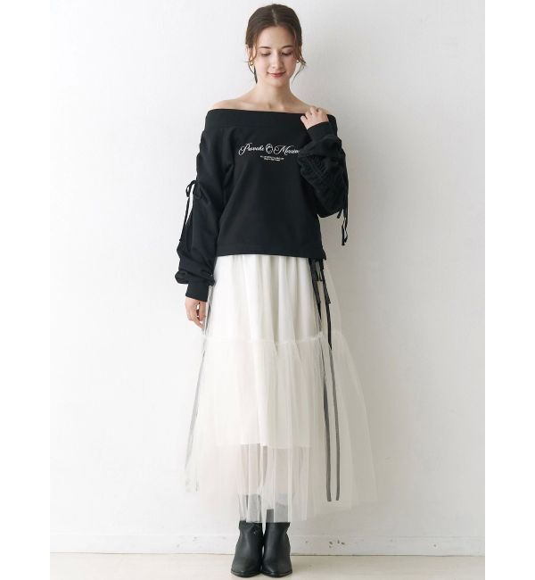 CALNAMUR「2WAY オフショルリボンスウェットプルオーバー」|Tシャツ・カットソー|