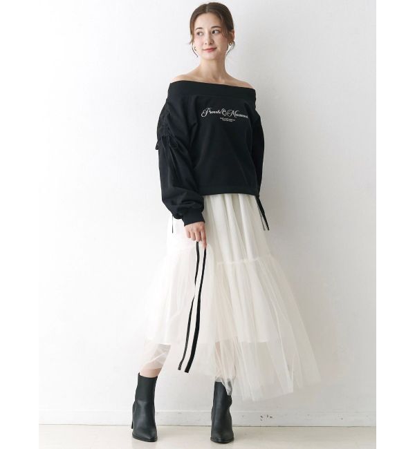 CALNAMUR「2WAY オフショルリボンスウェットプルオーバー」|Tシャツ・カットソー|