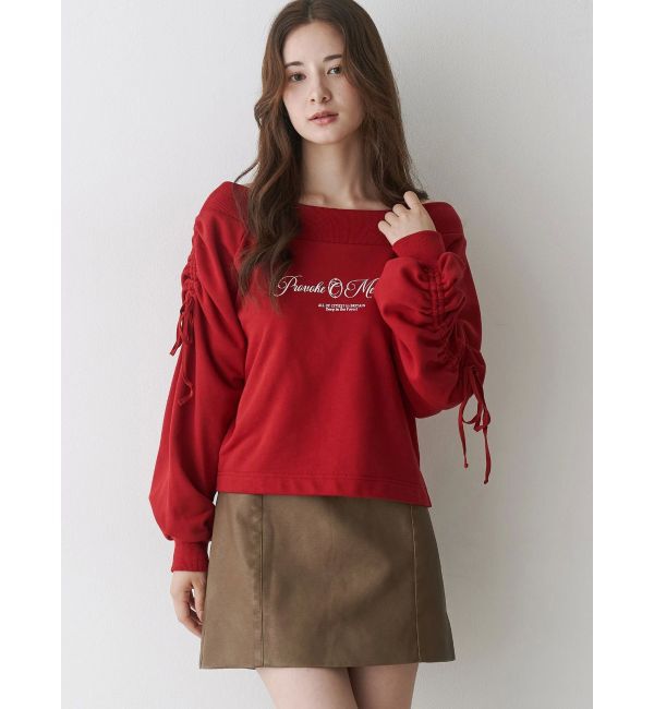 CALNAMUR「2WAY オフショルリボンスウェットプルオーバー」|Tシャツ・カットソー|