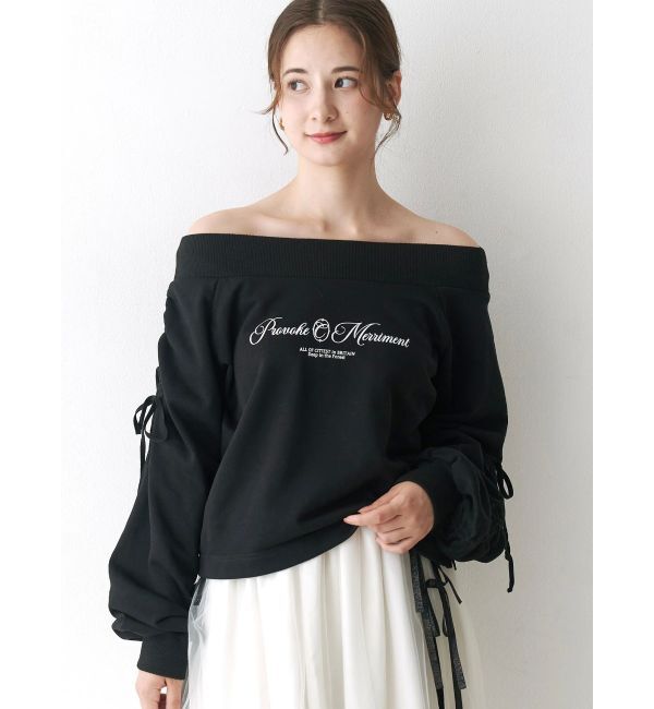 CALNAMUR「2WAY オフショルリボンスウェットプルオーバー」|Tシャツ・カットソー|