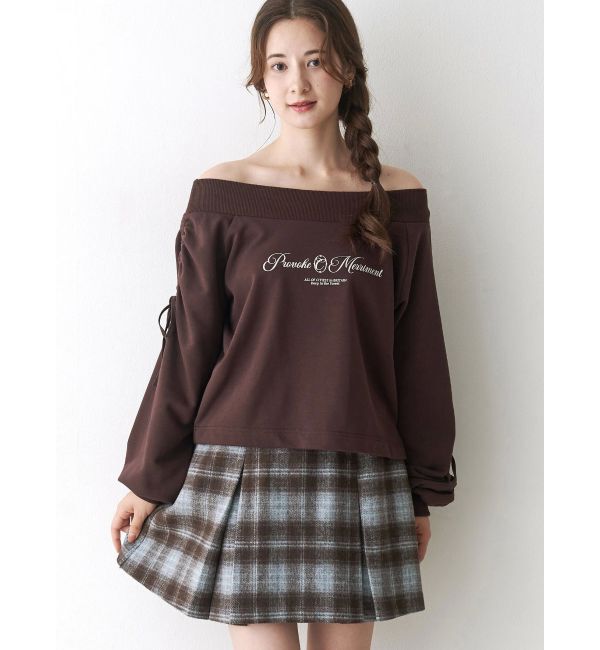 CALNAMUR「2WAY オフショルリボンスウェットプルオーバー」|Tシャツ・カットソー|ブラウン