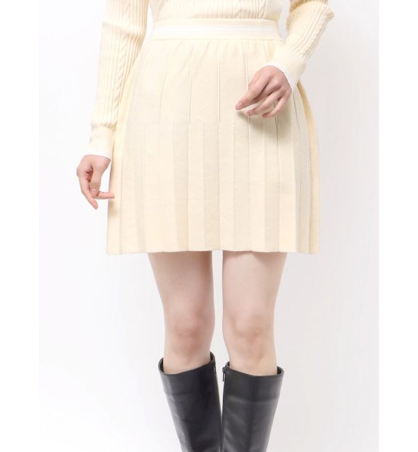 CALNAMUR「ニットプリーツミニスカート」|スカート|イエロー