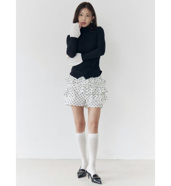 CALNAMUR「レーヨンハイネックドッキングトップス」|Tシャツ・カットソー|